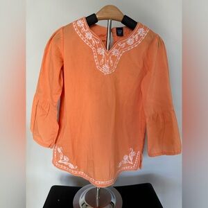 GAP, girls coral blouse with white embroidery. Size 5. So cute!